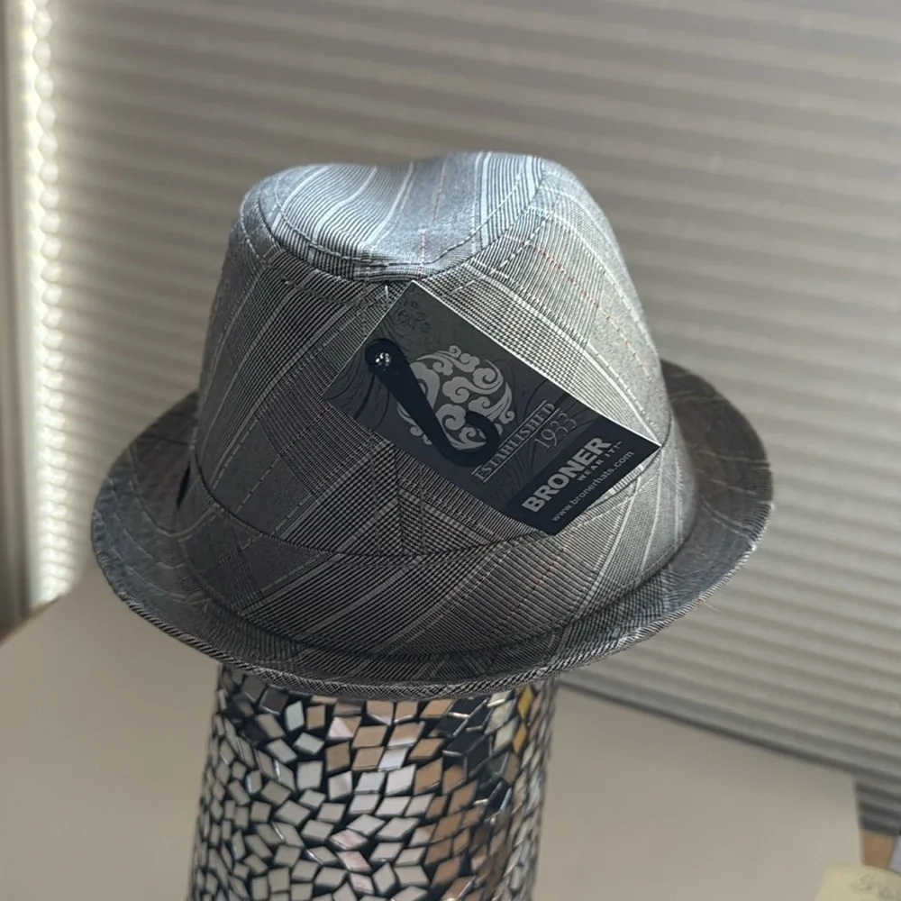 NWT Men’s BRONER Wool Fedora Plaid hat